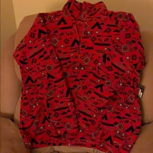 Eddie Bauer Fleece 1/4 zip. Red Indian Geo design